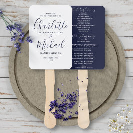 Leque Programa de Casamento Chic Azul Marinho Assinatura