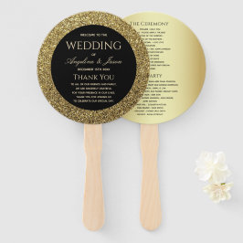Leque Programa de Casamento Chic Dourado e Preto