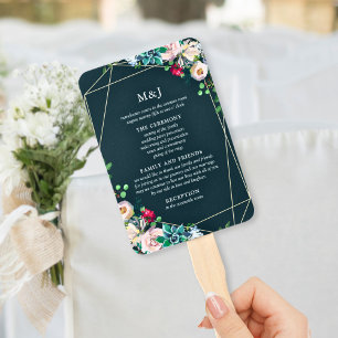 Leque Programa de Casamento Chic Dourado e Suculente