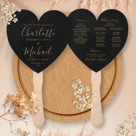 Leque Programa de Casamento Chic Preto e Dourado
