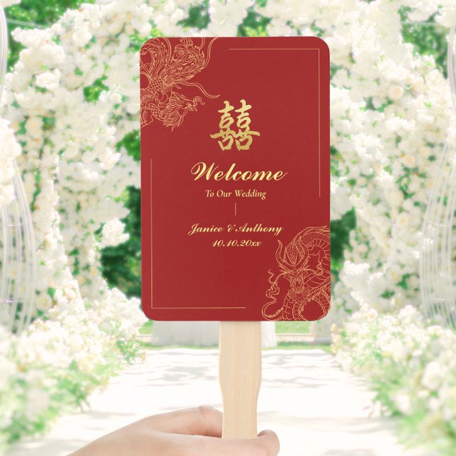 Leque Programa de casamento chinês tradicional Dragão Fê (Criador carregado)