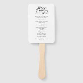 Leque Programa de Casamento Clássico de Caligrafia Elega