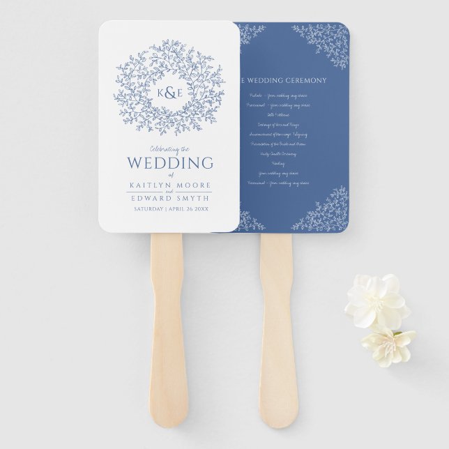 Leque Programa de casamento clássico do círculo das folh (Frente e Verso)