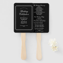 Leque Programa de Casamento Clássico Preto e Branco Art