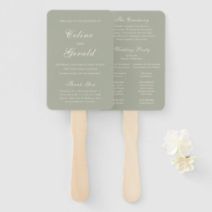Leque Programa de Casamento Clássico Verde Sutil Elegant