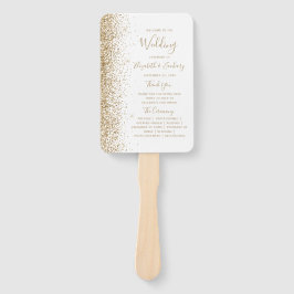 Leque Programa de Casamento com Borda de Brilho em Ouro