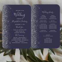Programa de Casamento com Borda de Brilho Prata Az