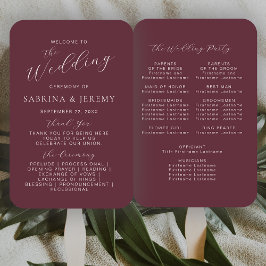 Leque Programa de Casamento com Caligrafia Moderna em Bu