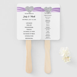 Leque Programa de Casamento com Coração em Diamante Roxo