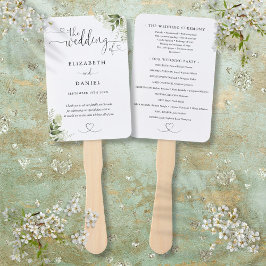 Leque Programa de Casamento com Coração Floral Verde