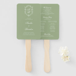 Leque Programa de Casamento com Crista de Monograma em V