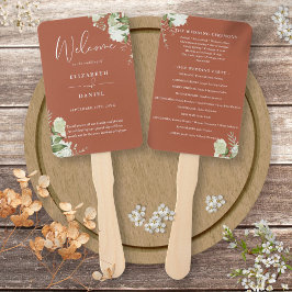 Leque Programa de Casamento com Flora e Verdura em Terra