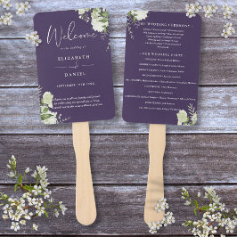 Leque Programa de Casamento com Flora Verde e Floral Rox