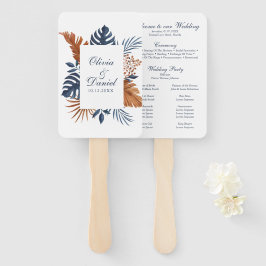 Leque Programa de Casamento com Folhas de Palmeira Monst