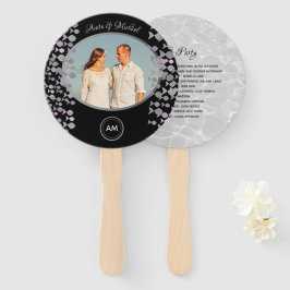 Leque Programa de Casamento com Foto Preto Chic