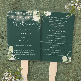 Leque Programa de Casamento com Luzes de Corda Floral Es