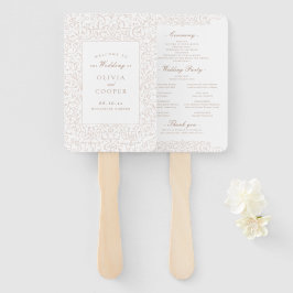 Leque Programa de Casamento com Moldura Ornata Marfim Vi