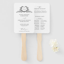 Leque Programa de Casamento com Monograma de Caligrafia 