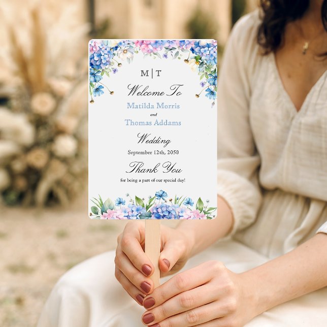 Leque Programa de Casamento com Monograma de Hortênsia A (Criador carregado)