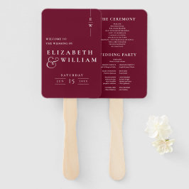 Leque Programa de casamento com monograma minimalista em