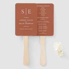 Leque Programa de Casamento com Monograma Moderno Terrac