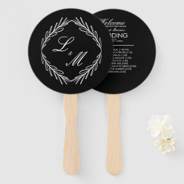 Leque Programa de Casamento com Ramalhete de Letra Monog