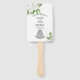 Leque Programa de Casamento com Rosas Brancas e Resedá