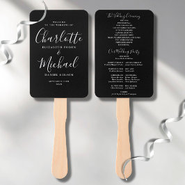 Leque Programa de Casamento com Roteiro Preto e Branco