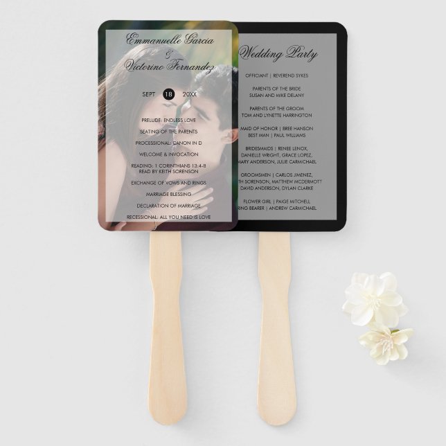 Leque Programa de Casamento com Sobreposição de Foto Mod (Frente e Verso)