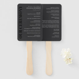 Leque Programa de Casamento com Tipografia de Carvão Ele