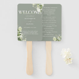 Leque Programa de Casamento com Tipografia Floral de Ver