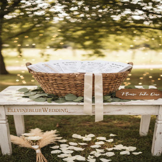 Leque Programa de Casamento com Tipografia Minimalista