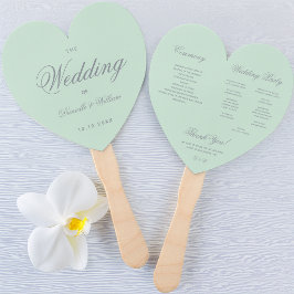 Leque Programa de Casamento Coração Caligrafia Verde Men
