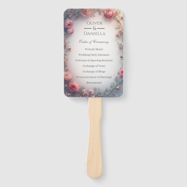 Leque Programa de Casamento Cristão Floral Minimalista (Frente)