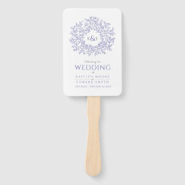 Leque programa de casamento da arte do monograma azul