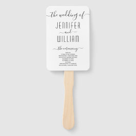 Leque Programa de casamento da caligrafia cursiva