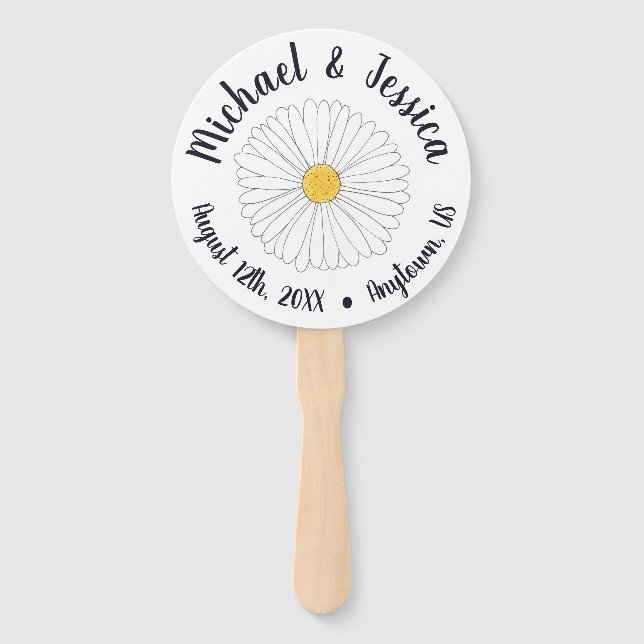 Leque Programa de Casamento Daisy Flower Blossom Daisies (Frente)