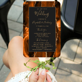 Leque Programa de Casamento Dark de Agate Dourado Laranj