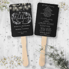 Leque Programa de Casamento das Luzes das Cordas Pretas 