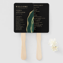 Leque Programa de casamento de agentes verdes ouros Conj