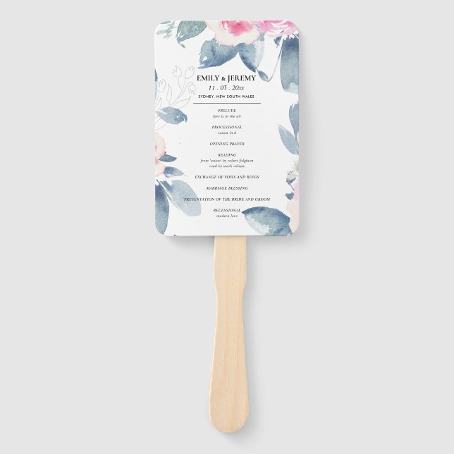 LEQUE PROGRAMA DE CASAMENTO DE ÁGUA FLORAL AZUL AZUL (Frente)