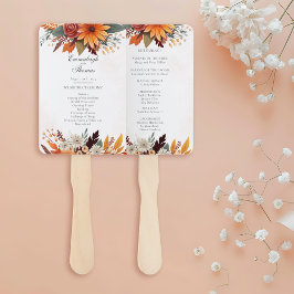 Leque Programa de Casamento de Aquarelas Florais do Outo