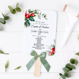 Leque Programa de Casamento de Berries Verdes e Vermelho