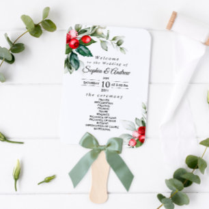 Leque Programa de Casamento de Berries Verdes e Vermelho