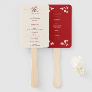 Leque Programa de Casamento de Blossomas de Cereja Verme