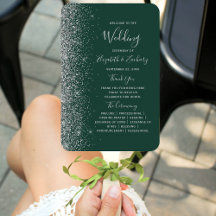 Programa de Casamento de Borda Glitter Verde Escur