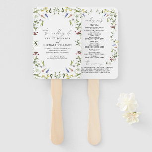 Leque Programa de Casamento de Caligrafia de Verão