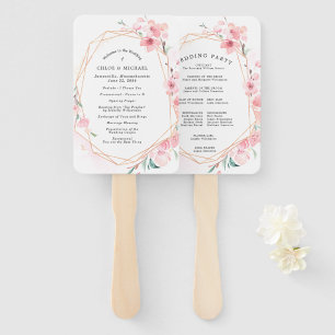 Leque Programa de Casamento de Cereja Rosa-Rosa-Cinzenta