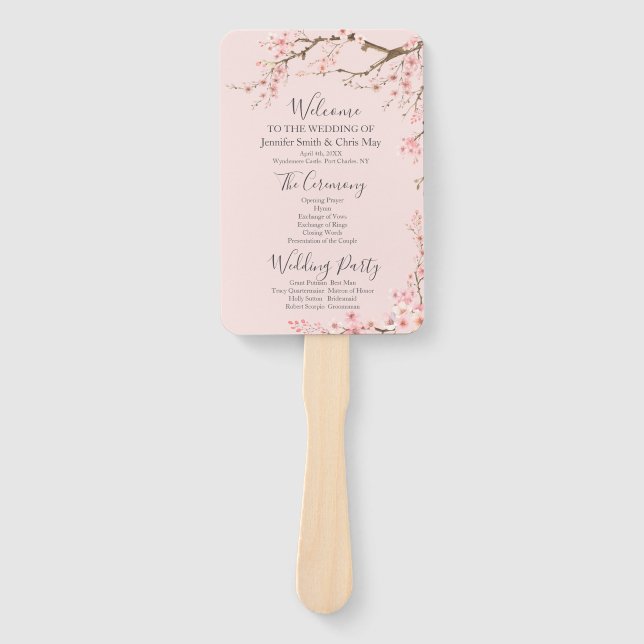 Leque Programa de Casamento de Cherry Blossom (Frente)