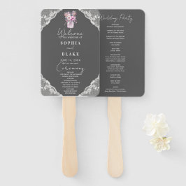 Leque Programa de Casamento de Cinzas do Country Lace Ma